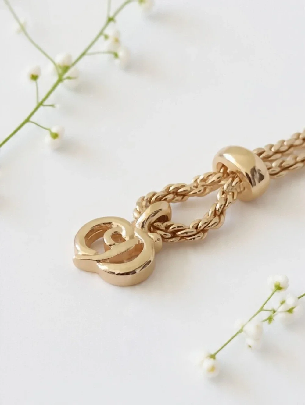 Christian Dior Vintage Gold-Tone CD Knot Necklace ✨